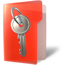 Key, secure, Folder OrangeRed icon