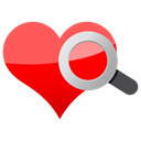 Heart, love, Magnifier, search Black icon
