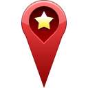 location, start, Favorite, pin, star DarkRed icon