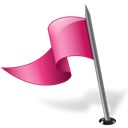 mapmarker, Left, pink, flag Black icon