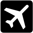 Plane, Departing, flight, flights Black icon