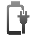 Battery, plugged, nocharge Black icon