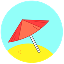Umbrella, sand, Sunny, Beach, summer PaleTurquoise icon