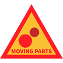 Cog, Attention, warning, moving parts Crimson icon