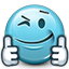 smiley, Emoticon, Like, wink, thumb, supportive, support, smiley face, thumbs up, liked SkyBlue icon