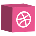 dribbble, cube, media, Social, set PaleVioletRed icon
