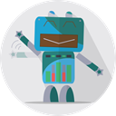 Android, robot, fun robot, metal, space, robotic, mechanical, robot expression, technology, Mascot Lavender icon