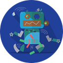 Broken, Android, Mascot, metal, turn off, robot expression, robot, space, robotic, mechanical, technology DarkSlateBlue icon
