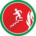 fire, Left, Down, Stairs, Flame, Direction Crimson icon