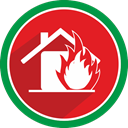 emergency, fire, house, Flame Crimson icon
