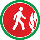 walking, danger, fire, person Crimson icon