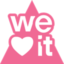 Weheartit, triangle, media, Social PaleVioletRed icon