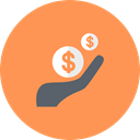 income, investment, Cash, Hand, Coins, Money, revenue SandyBrown icon