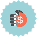 sign, Hand, ecommerce, coin, hand holding coin, Dollar, hand with dollar LightBlue icon