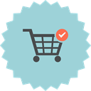 shopping cart, ecommerce, Checked, Cart, online shopping, Added LightBlue icon