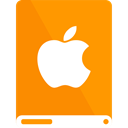 White, Apple, drive, Orange DarkOrange icon