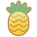 Fruit, pineapple, sweet, tropical, food Black icon