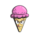 Cream, Ice, Emoji, Cartoon, cone Black icon