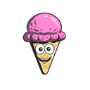 Ice, Cream, cone, Emoji, Cartoon Black icon