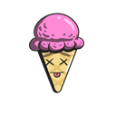 Cream, Ice, Cartoon, cone, Emoji Black icon