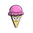 Cartoon, cone, Emoji, Ice, Cream Black icon