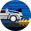 Fast, transportation, vehicle, Delorean, fire, Car, transport DarkSlateBlue icon