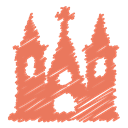 Building, religious, church, scribble, christian church, Christianity Coral icon