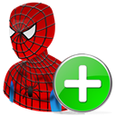 hero, plus, Cartoon, Add, Spiderman Black icon