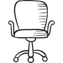 Office Material, Seat, studying, Chairs, buildings, wheels Black icon
