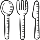 Fork, Restaurant, spoon, Knife, Kitchen Pack Black icon
