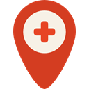 Maps And Flags, map pointer, hospital, placeholder, signs, Map Point, Map Location, Gps Firebrick icon