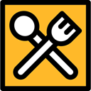 Tools And Utensils, Knife, Restaurant, Fork, Cutlery Goldenrod icon