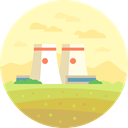 nuclear, Chimney, Cooling Tower, buildings, Nuclear Plant, landscape, nature LemonChiffon icon