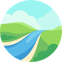 landscape, river, nature PaleTurquoise icon