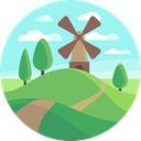 ecology, Windmill, mill, buildings, nature, Ecological PaleTurquoise icon