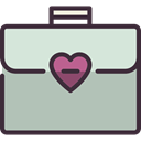 Heart, travelling, Briefcase, Business, luggage, baggage Silver icon