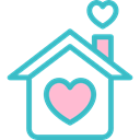 buildings, real estate, romantic, Heart, Home, residence, house, love Black icon