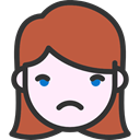 people, sad, emoticons, faces, feelings, Heads, Girl IndianRed icon