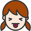 Heads, emoticons, Girl, people, tongue, faces, feelings SaddleBrown icon