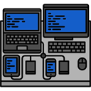 Computers, Workspace, Programming, desk, profession, office DarkGray icon