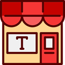 Business, store, buildings, Shop, Building, tattoo, commerce Maroon icon