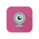 Cam, Videocam, video chat, technology, Webcam, Videocall PaleVioletRed icon