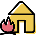 shelter, Bonfire, house, warm SandyBrown icon