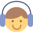 Face, musical, Auriculars, music, Headphones, person, Emoticon, interface, listening Khaki icon