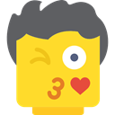 Lego, flirt, Emoticon, kiss, Flirtatious, interface, flirty, Face Gold icon