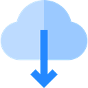 Cloud computing, down arrow, interface, Multimedia Option, download, Multimedia LightSkyBlue icon