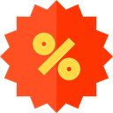 star, percentage, Badge, Design, Badges, commerce, shapes, Discount, sticker OrangeRed icon