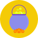 Bubbles, witch, pot, potion, scary Gold icon