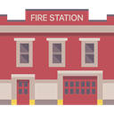 Firemen, truck, Fire Station, Building, buildings, firefighters, Emergencies IndianRed icon