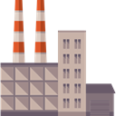 Factory, pollution, landscape, buildings, Industrial, industry, Contamination Silver icon